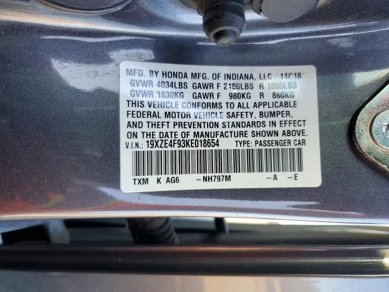 2019 HONDA INSIGHT TOURING  