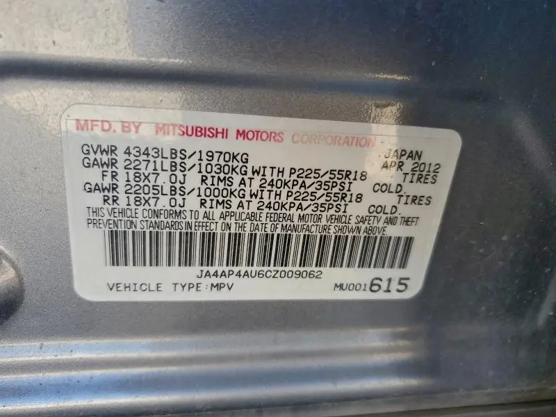 2012 MITSUBISHI OUTLANDER SPORT SE  