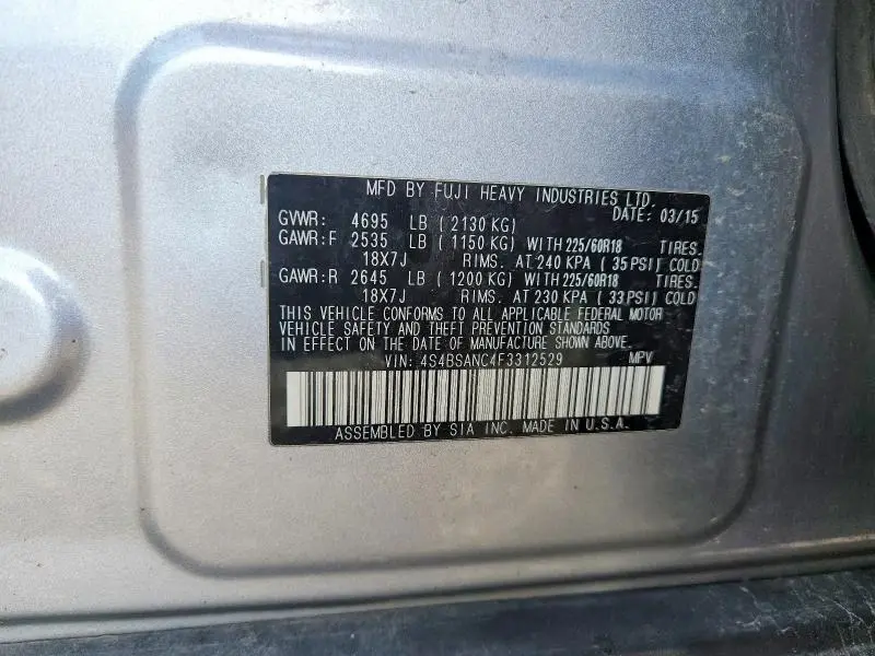 2015 SUBARU OUTBACK 2.5I LIMITED  