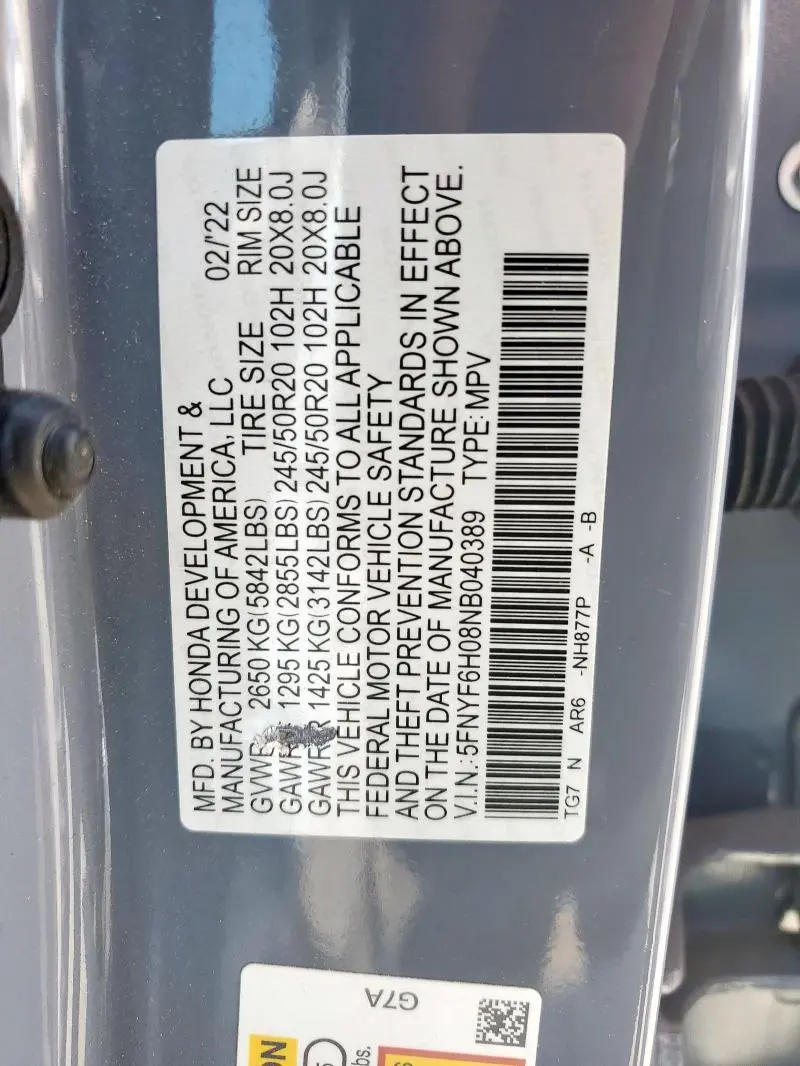 2022 HONDA PILOT ELITE  