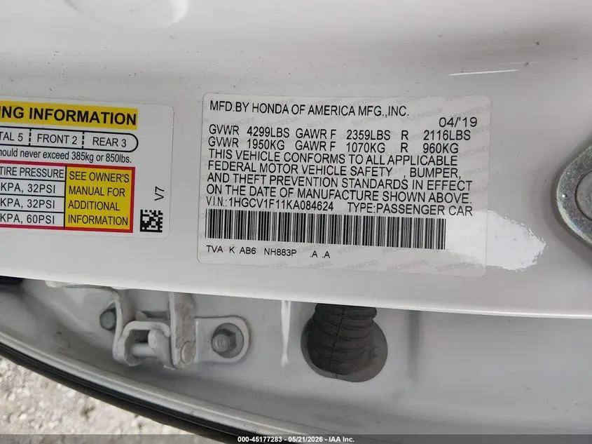 2019 HONDA ACCORD LX