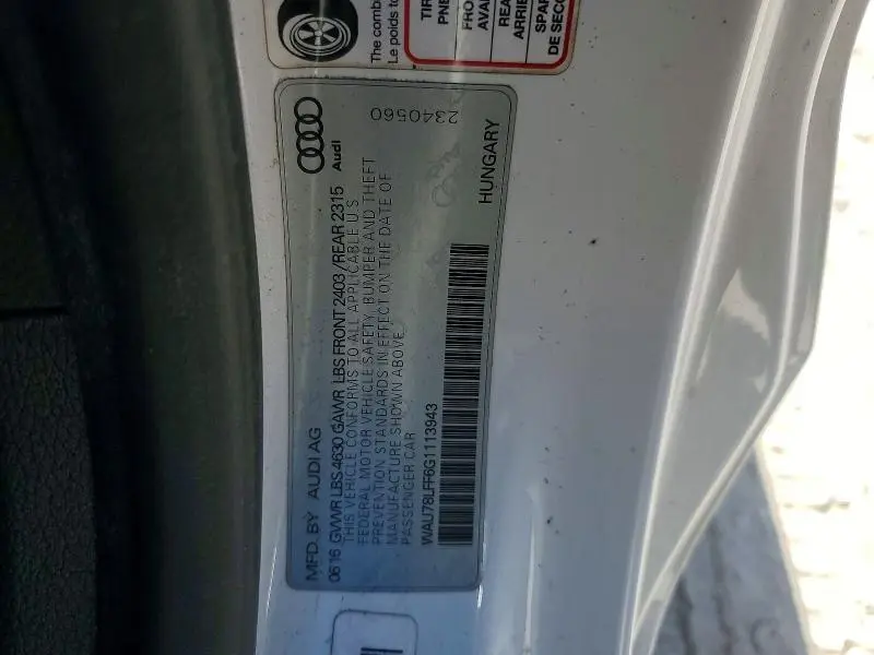 2016 AUDI A3 PREMIUM  