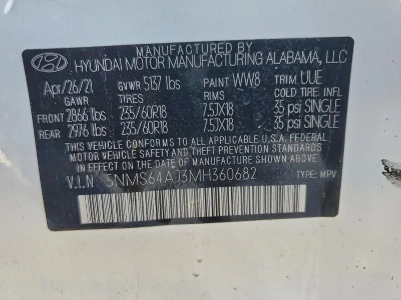 2021 HYUNDAI SANTA FE SEL  