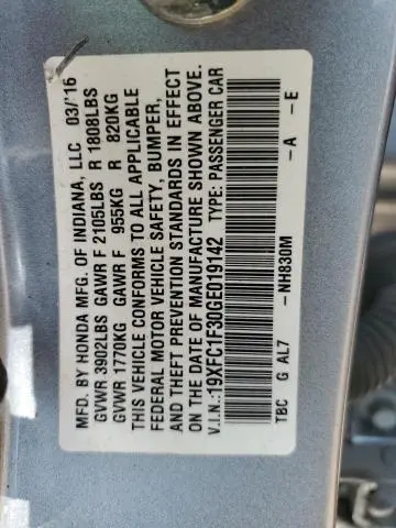 2016 HONDA CIVIC EX  