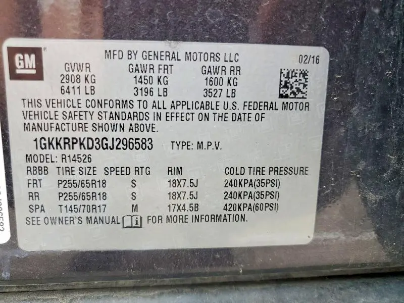 2016 GMC ACADIA SLE  