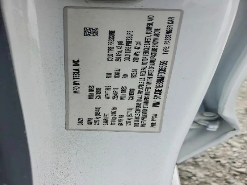 2021 TESLA MODEL 3   