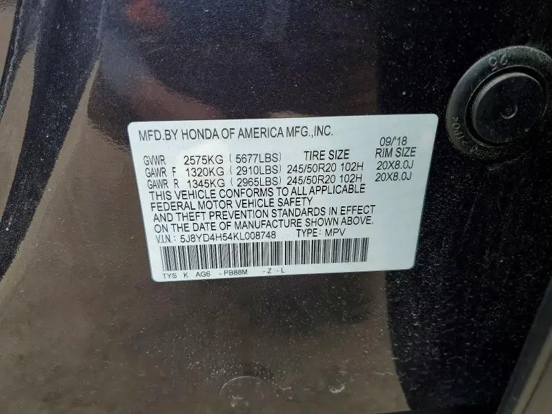 2019 ACURA MDX TECHNOLOGY  