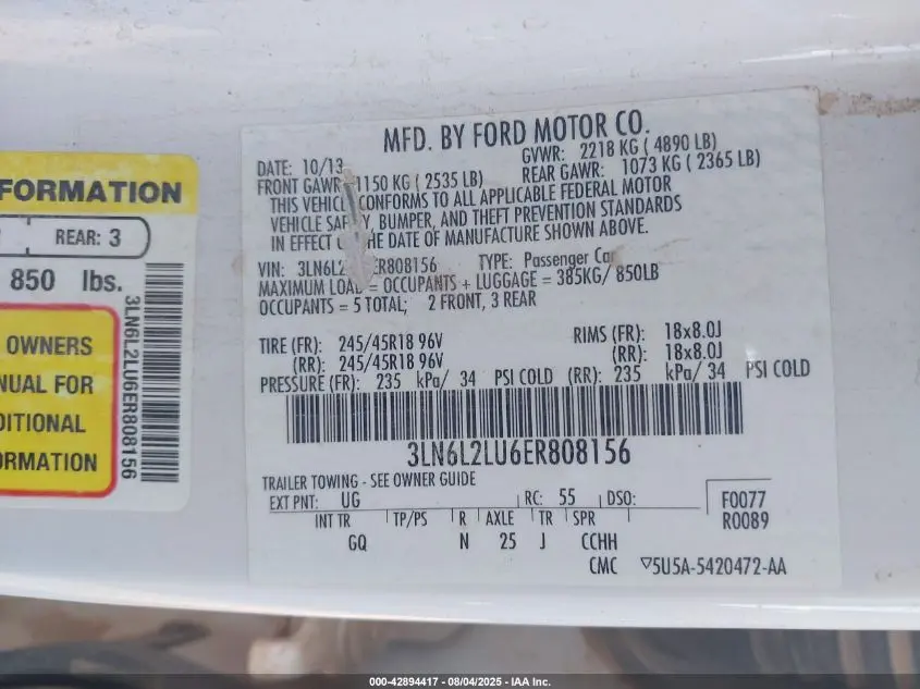 2014 LINCOLN MKZ HYBRID  