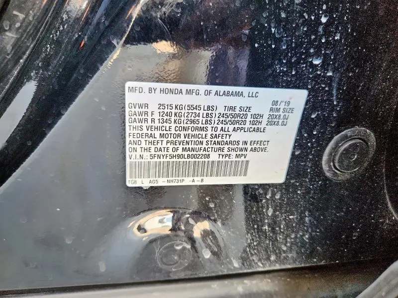 2020 HONDA PILOT TOURING  