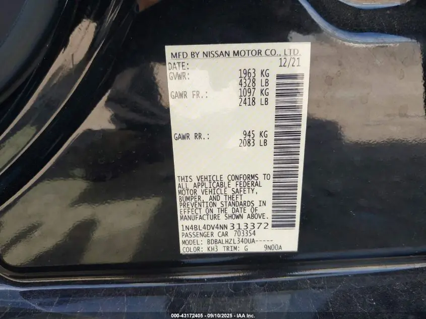 2022 NISSAN ALTIMA SV FWD