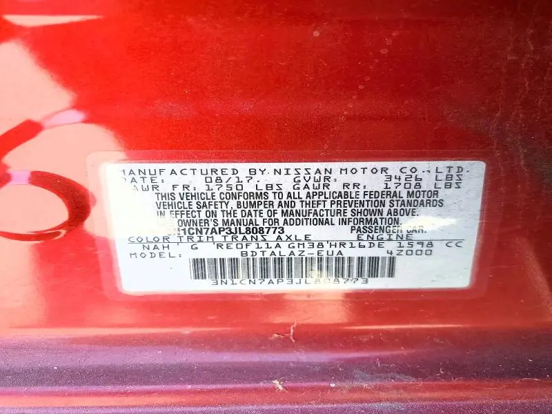 2018 NISSAN VERSA S PLUS  