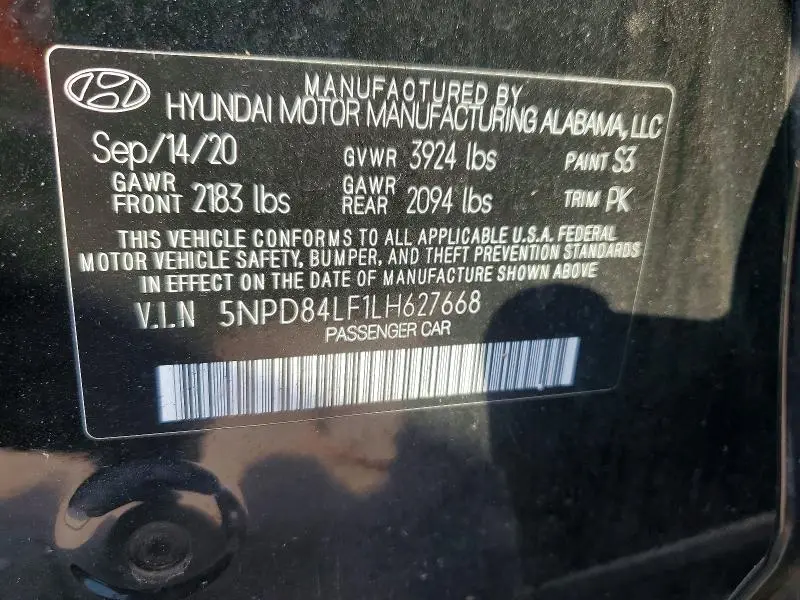 2020 HYUNDAI ELANTRA SEL  