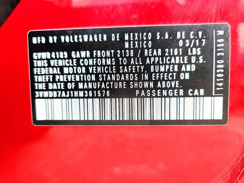 2017 VOLKSWAGEN JETTA SE  