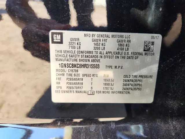 2017 CHEVROLET TAHOE C1500 LT  