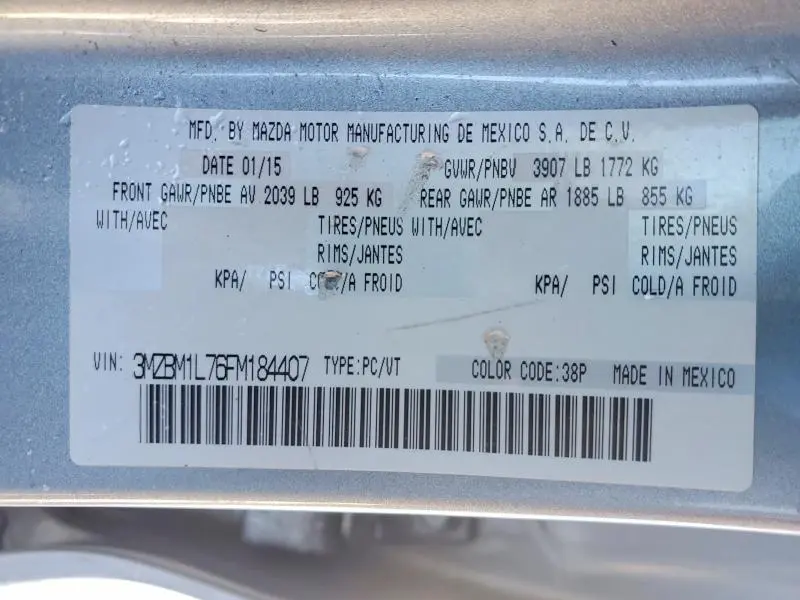 2015 MAZDA 3 TOURING  