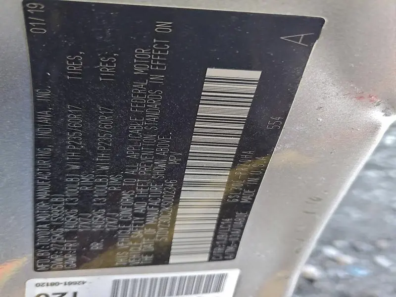 2019 TOYOTA SIENNA XLE  