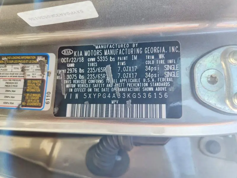 2019 KIA SORENTO LX  