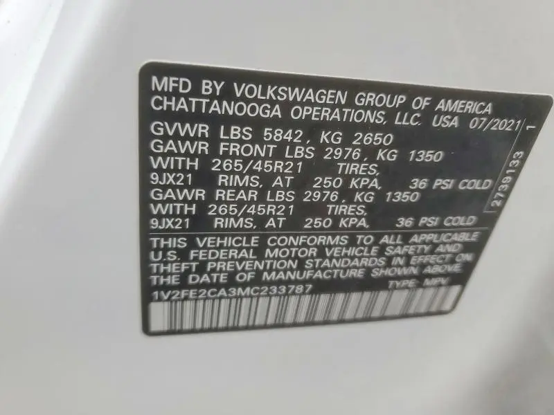 2021 VOLKSWAGEN ATLAS CROSS SPORT SEL PREMIUM R-LINE  