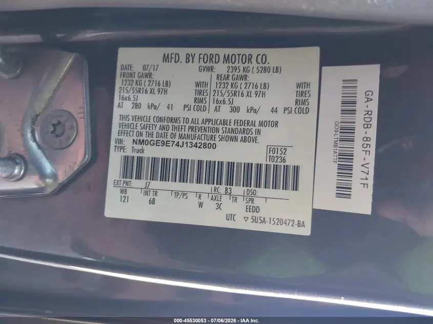 2018 FORD TRANSIT CONNECT XL