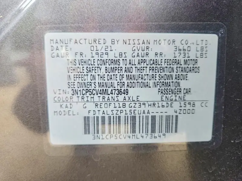 2021 NISSAN KICKS SV  