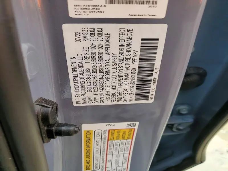 2022 HONDA PILOT SE  