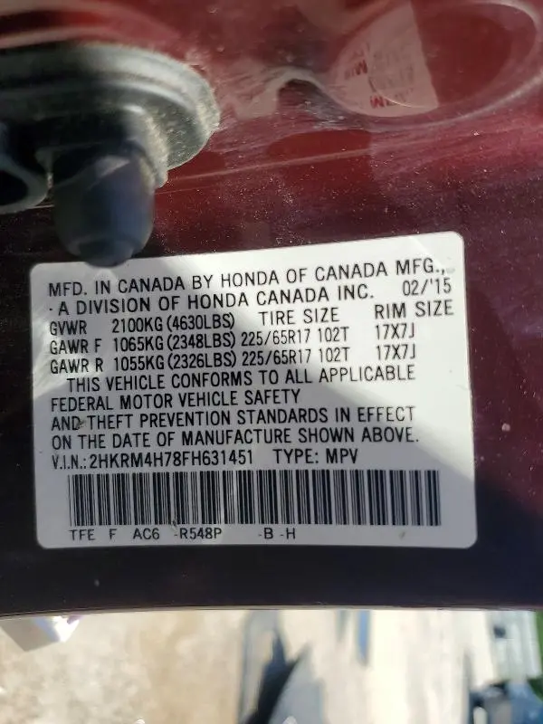 2015 HONDA CR-V EXL  