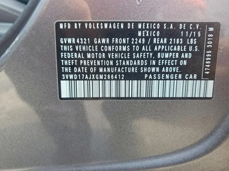 2016 VOLKSWAGEN JETTA SPORT  