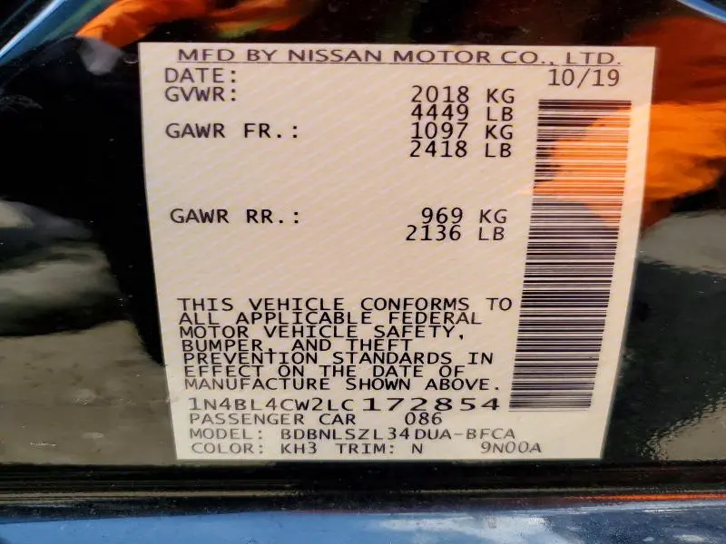 2020 NISSAN ALTIMA SR  