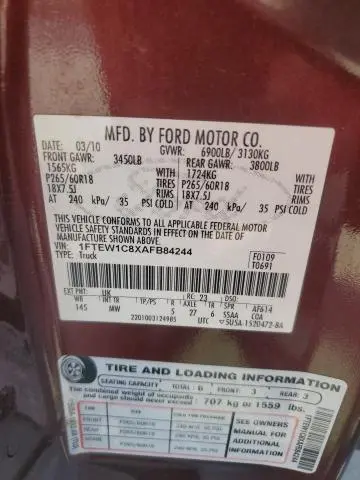 2010 FORD F150 SUPERCREW  