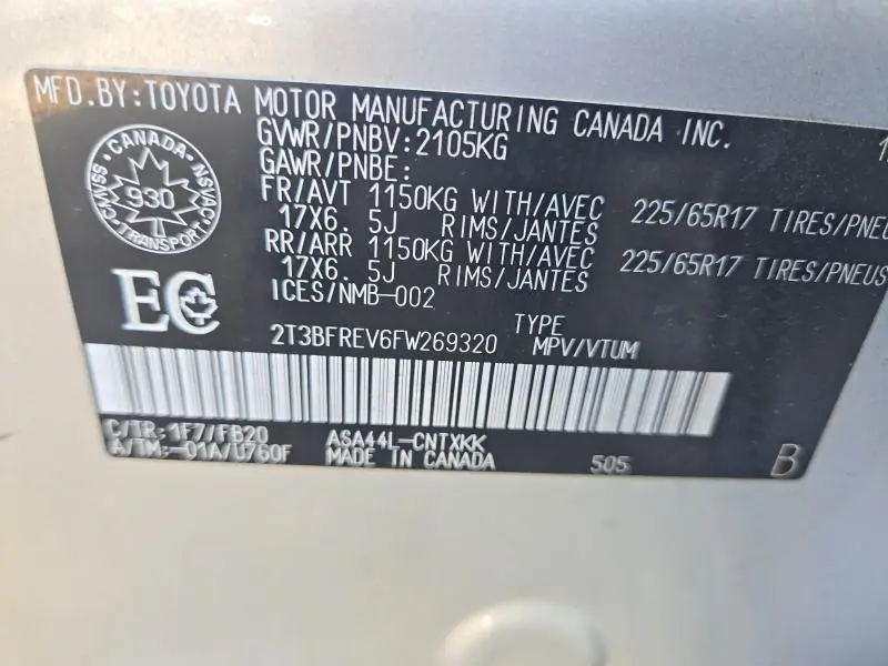 2015 TOYOTA RAV4 LE  