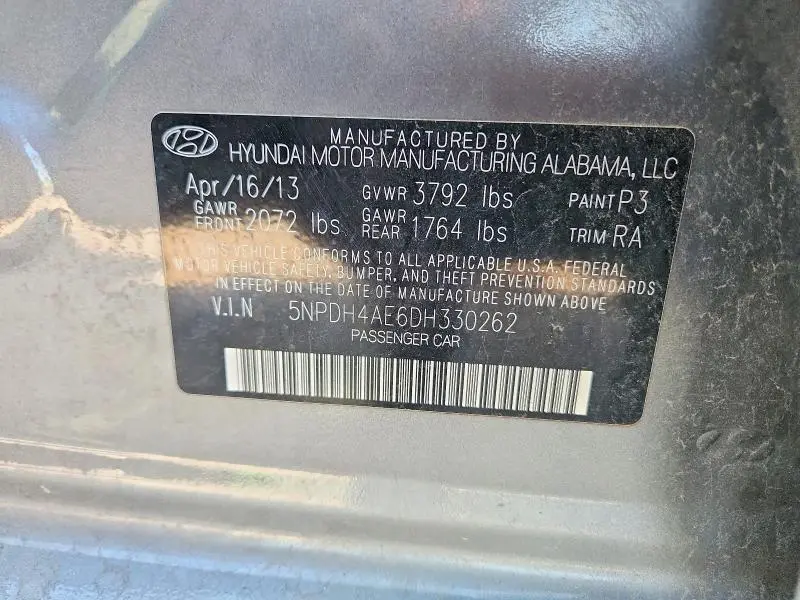 2013 HYUNDAI ELANTRA GLS  
