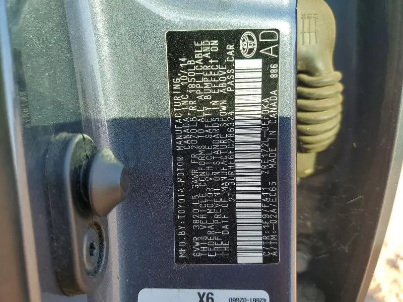 2015 TOYOTA COROLLA L  