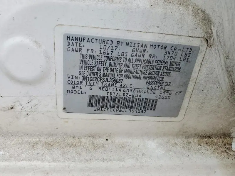 2018 NISSAN VERSA NOTE S  