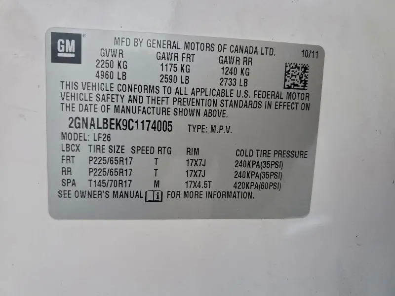 2012 CHEVROLET EQUINOX LS  