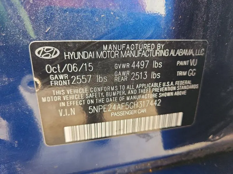 2016 HYUNDAI SONATA SE  