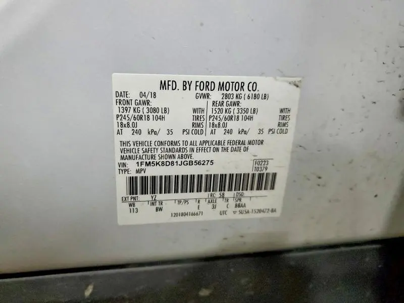 2018 FORD EXPLORER XLT  