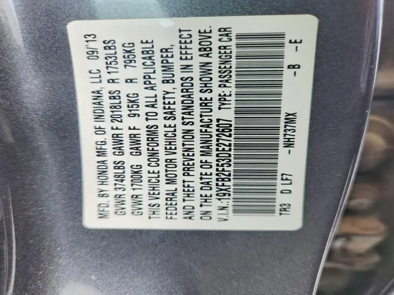 2013 HONDA CIVIC LX  