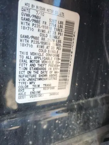 2010 NISSAN MURANO S  