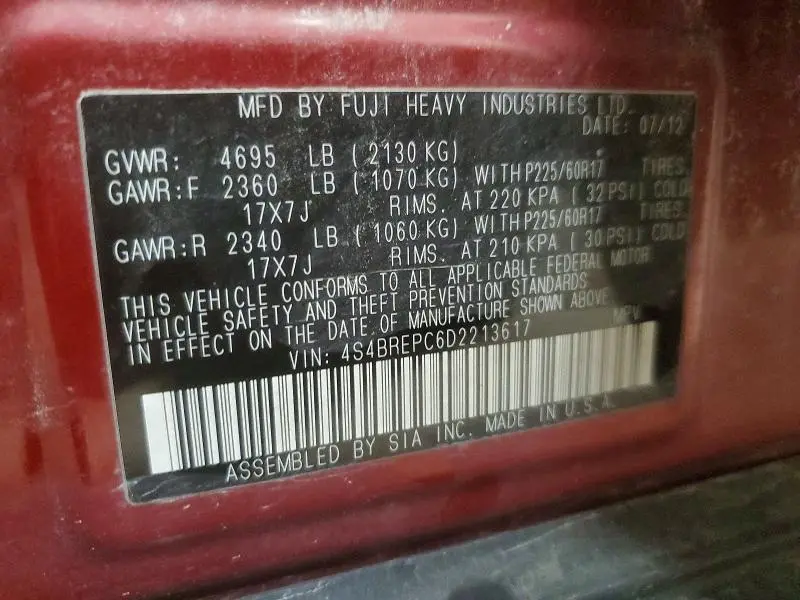 2013 SUBARU OUTBACK 3.6R LIMITED  