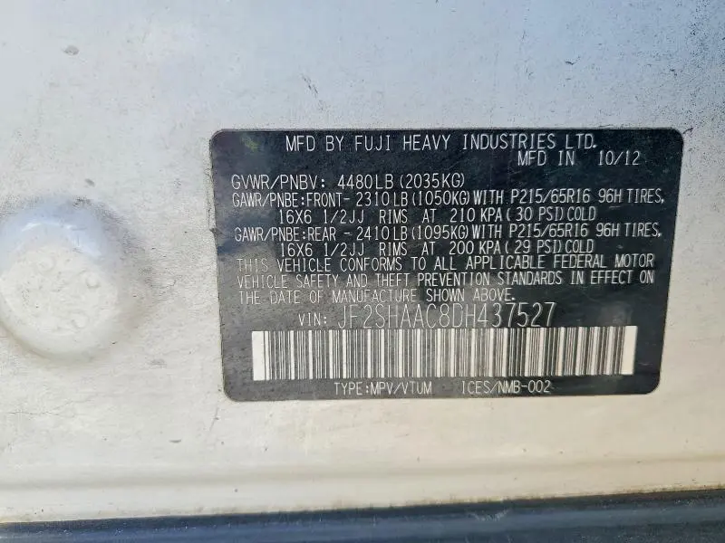 2013 SUBARU FORESTER 2.5X  