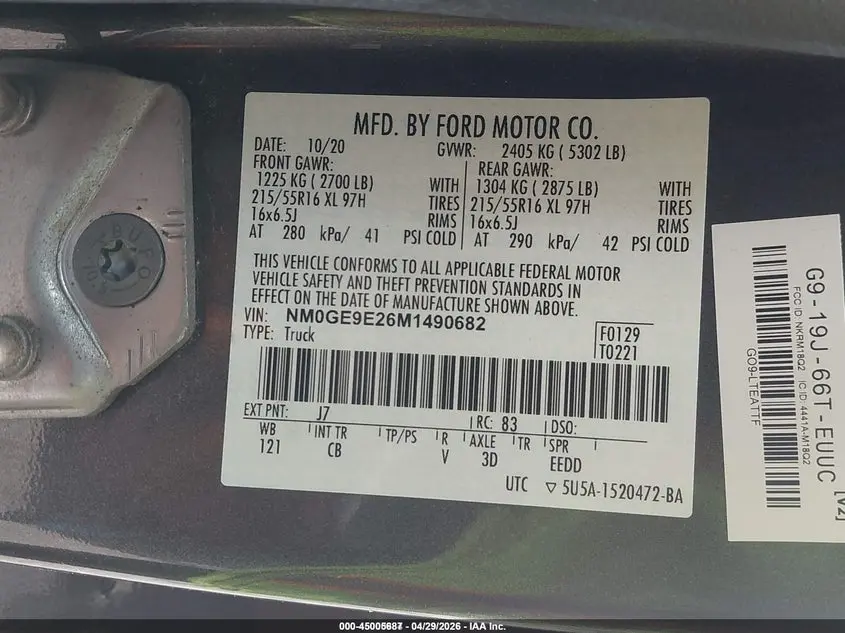 2021 FORD TRANSIT CONNECT XL PASSENGER