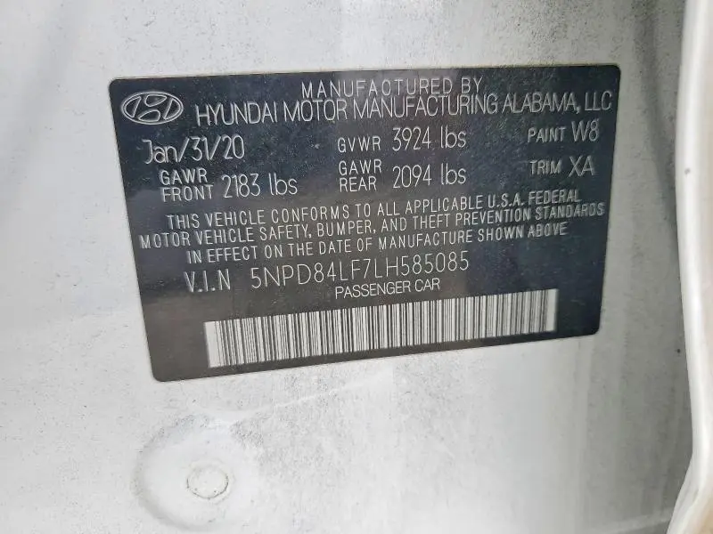 2020 HYUNDAI ELANTRA SEL  