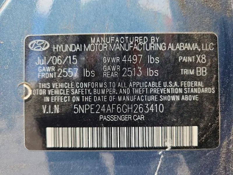 2016 HYUNDAI SONATA SE  
