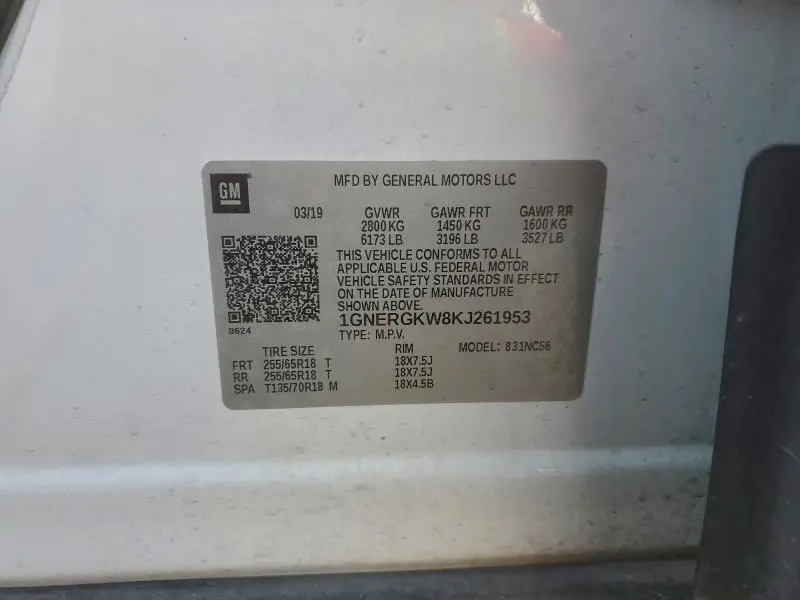 2019 CHEVROLET TRAVERSE LT  