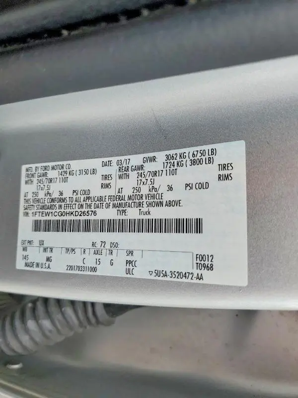 2017 FORD F150 SUPERCREW  