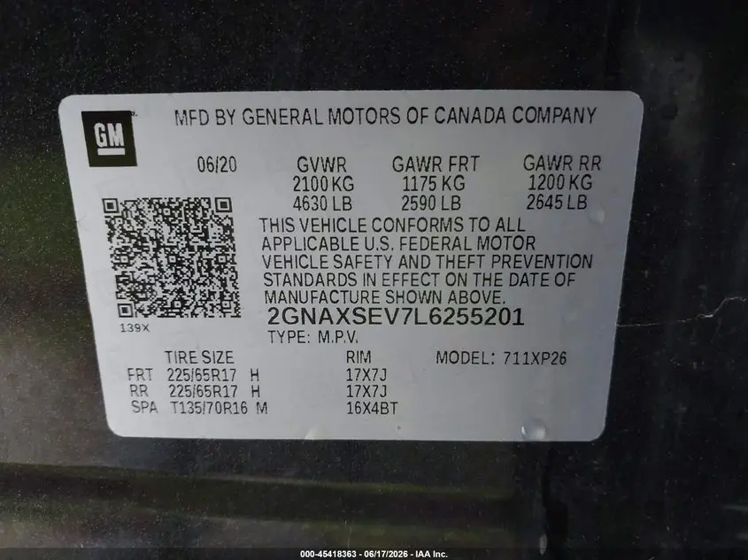 2020 CHEVROLET EQUINOX AWD LS
