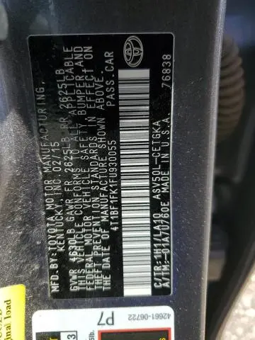 2015 TOYOTA CAMRY LE  