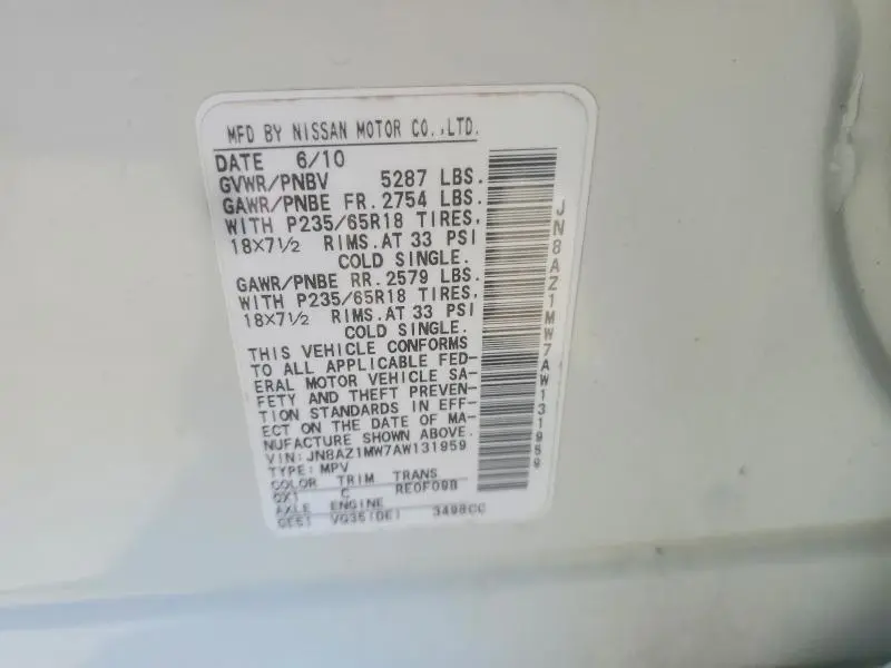 2010 NISSAN MURANO S  