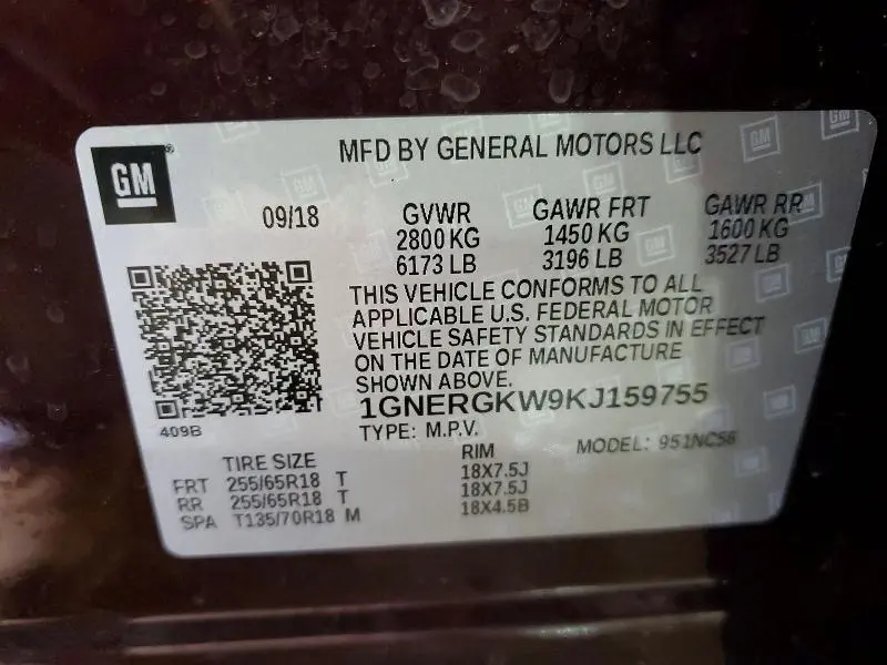 2019 CHEVROLET TRAVERSE LT  