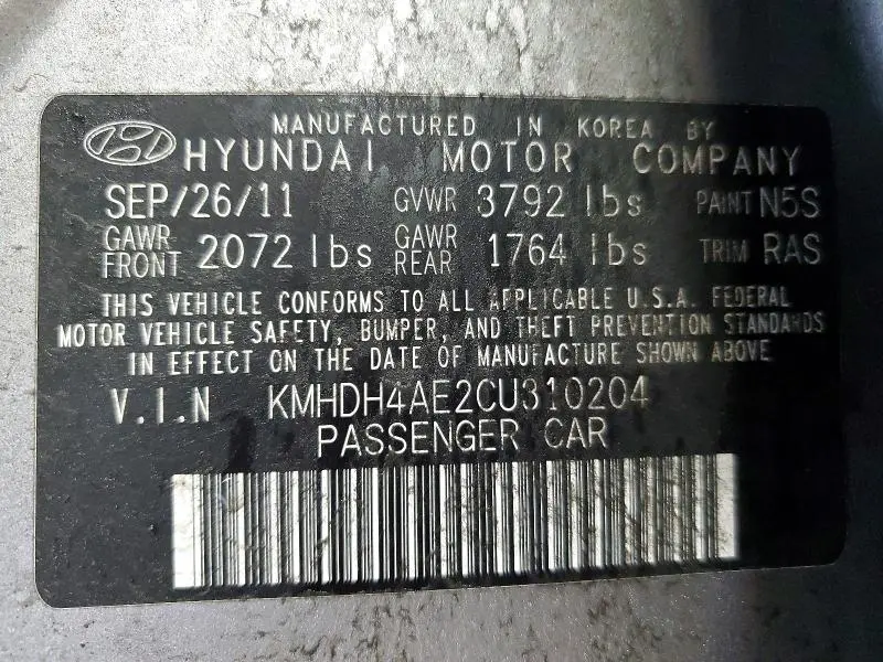 2012 HYUNDAI ELANTRA GLS  